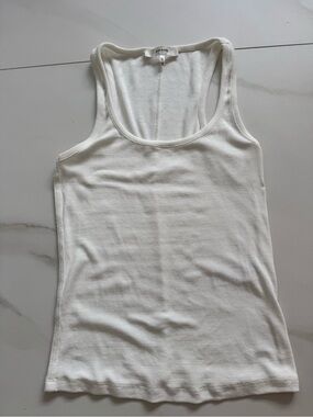 Frame Denim Cream Ribbed Scoop Tank